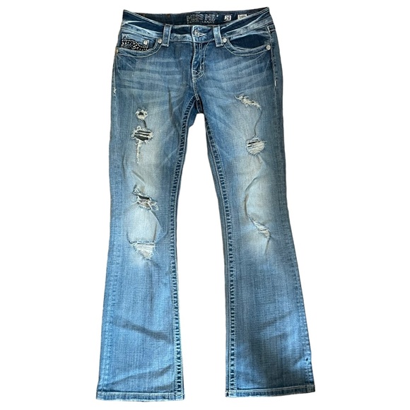 Miss Me Distressed Ripped Boot Cut Jeans Size 28 - Picture 1 of 9